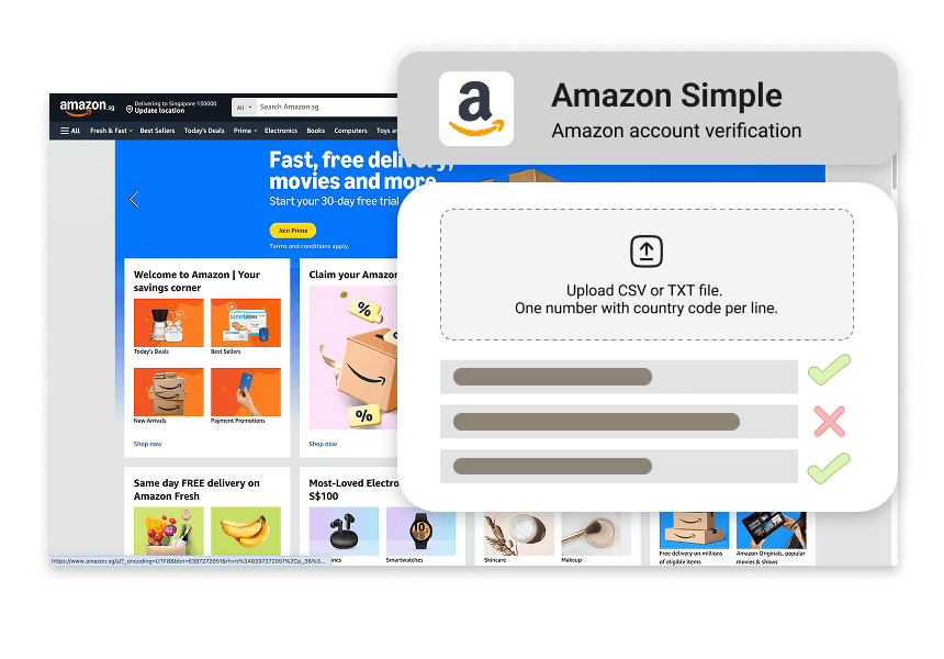 Verifying Amazon accounts in bulk with NumberChecker.AI